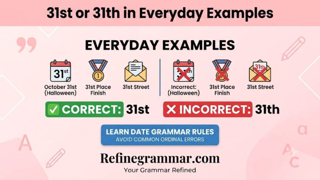 31st or 31th in Everyday Examples