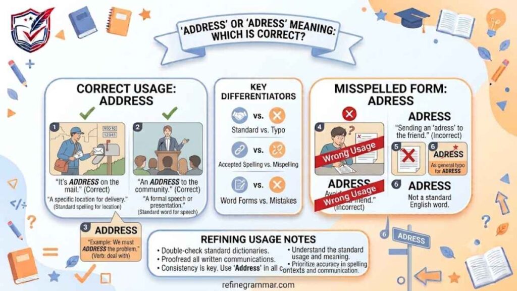 Address or Adress Meaning