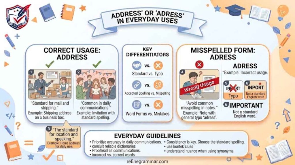 Address or Adress in Everyday Examples
