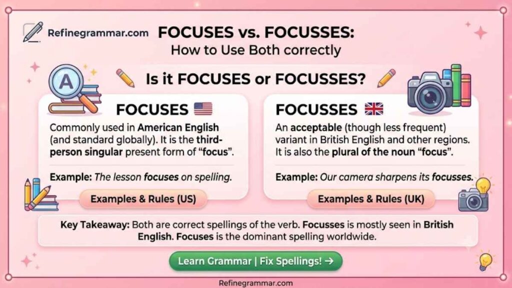 Focusses or Focuses Meaning