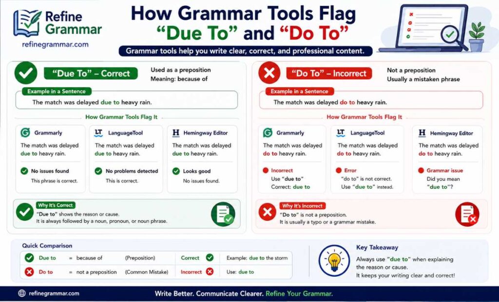 How Grammar Tools Flag “Due To” and “Do To”
