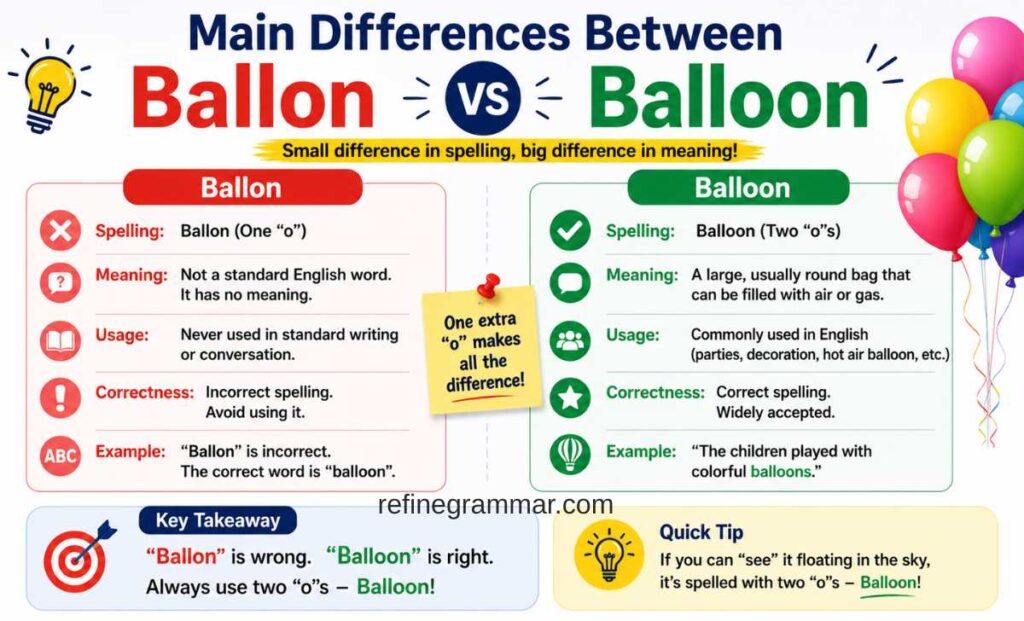 Main Differences Between Ballon and Balloon