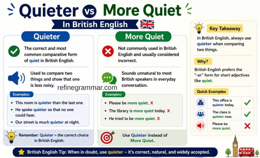 Quieter vs More Quiet in British English