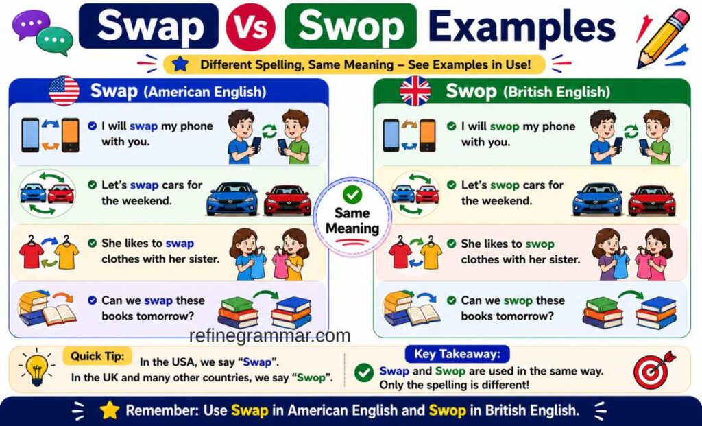 Swap Vs Swop Examples