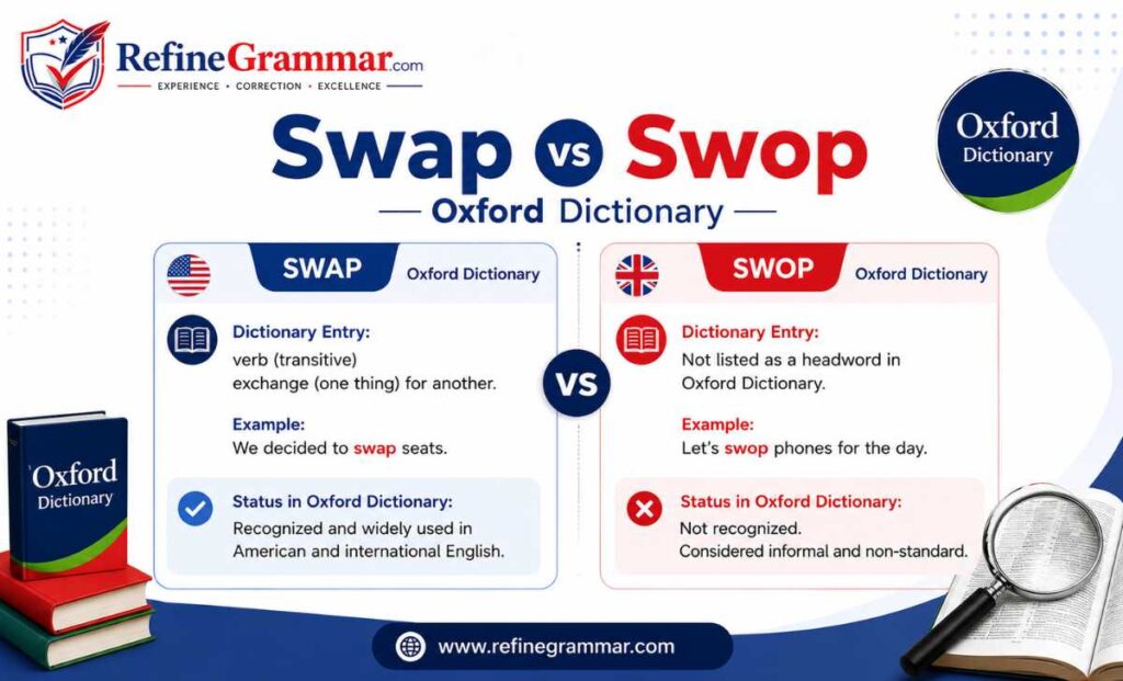 Swap vs Swop Oxford Dictionary