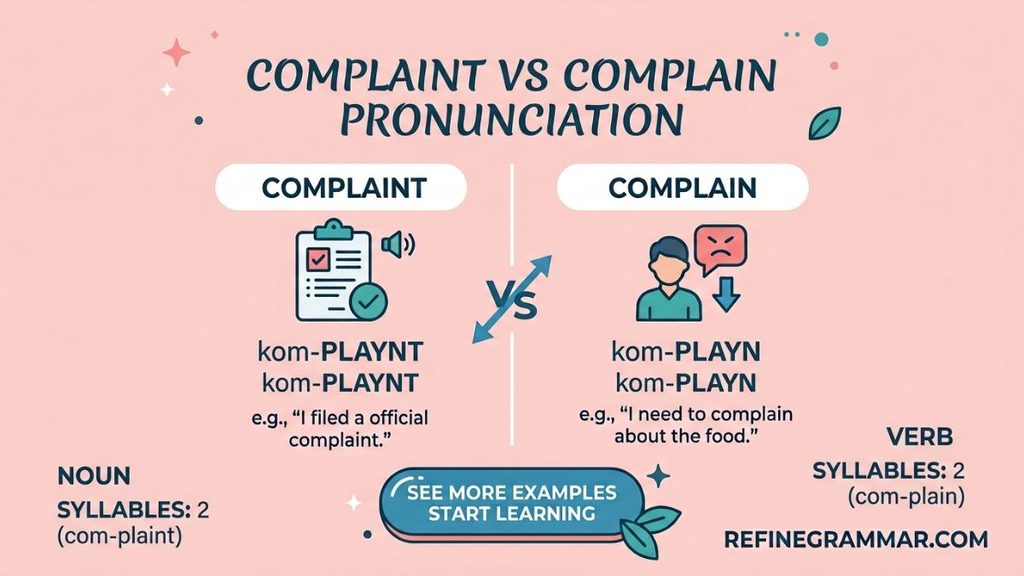 Complaint vs Complain Pronunciation