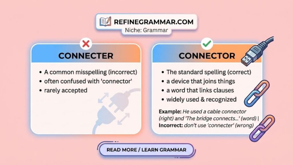Connecter vs Connector Meaning — a high quality, professionally captured photo.