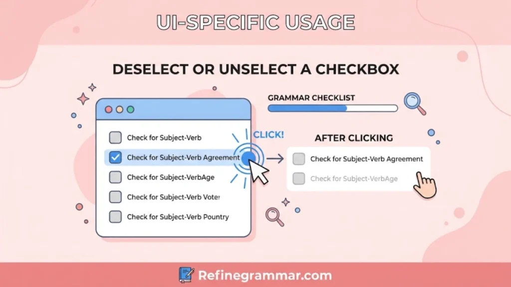 Deselect or Unselect a Checkbox UI-Specific Usage