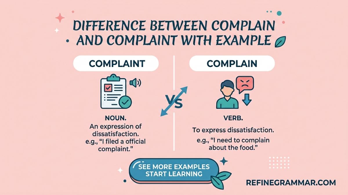 Difference Between Complain and Complaint With Example
