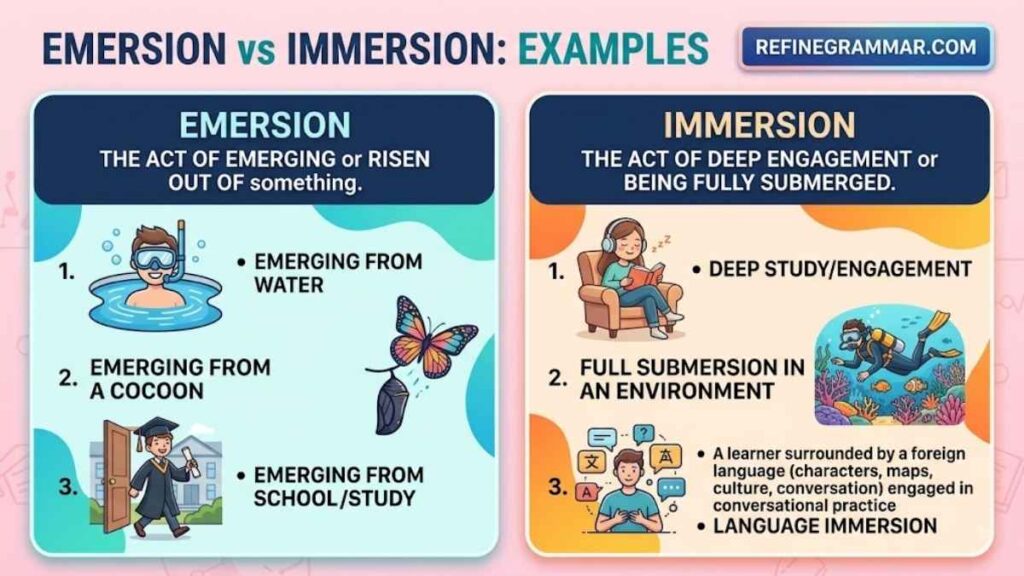 Emersion vs Immersion Examples