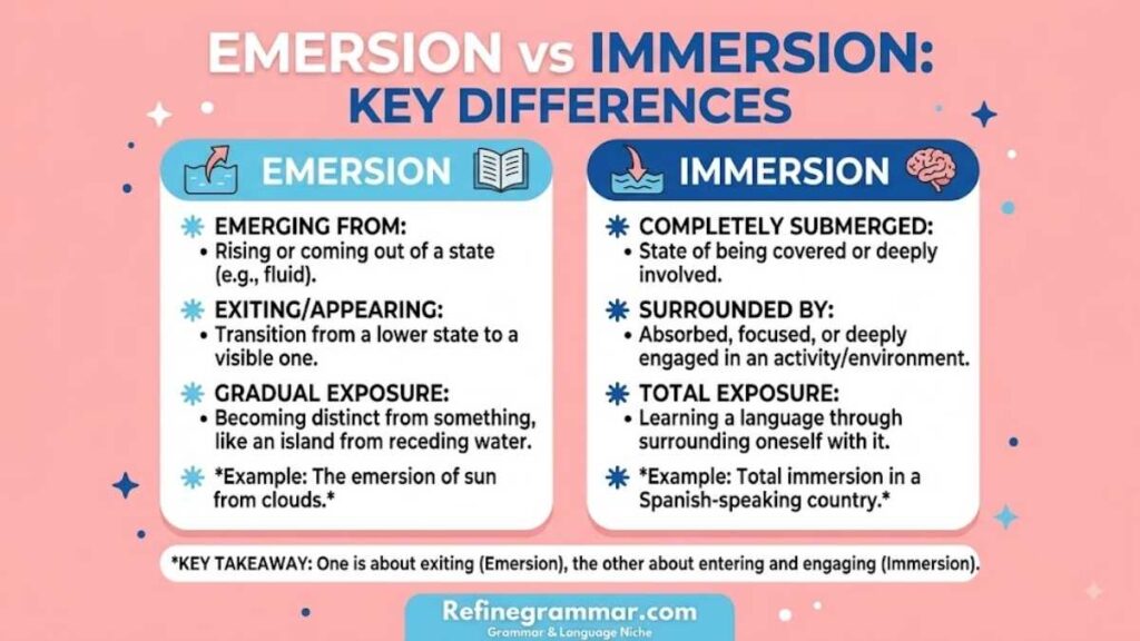 Emersion vs Immersion Key Differences