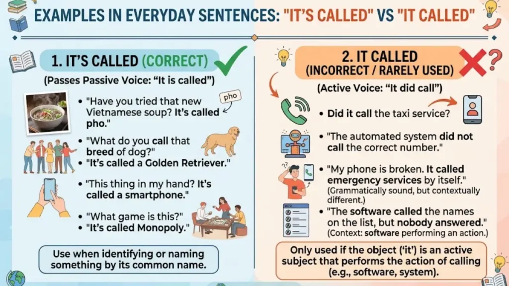 Examples in Everyday Sentences It is Called vs It Called