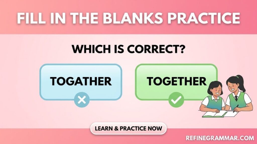 Fill in the Blanks Practice Togather vs Together