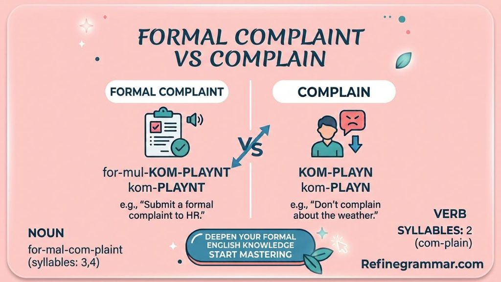 Formal Complaint vs Complain