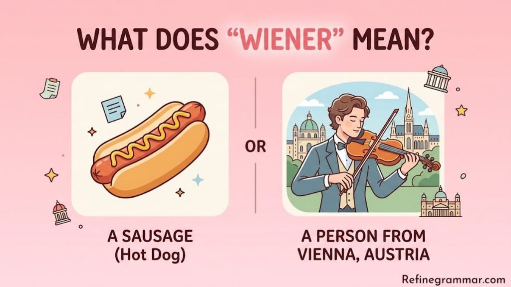 Definition and meaning of the word Wiener with etymology and usage examples