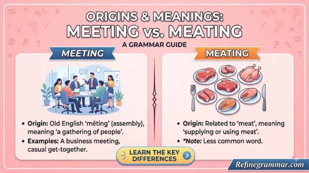 Origins and Meanings of Meeting and Meating