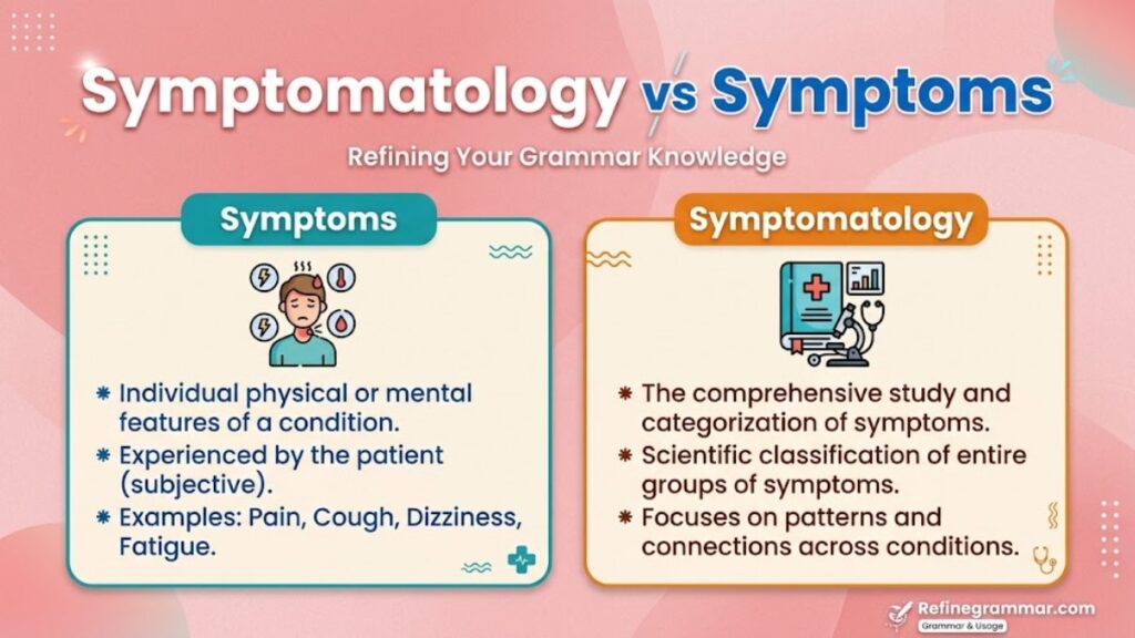 Symptomatology vs Symptoms — a high quality, professionally captured photo.