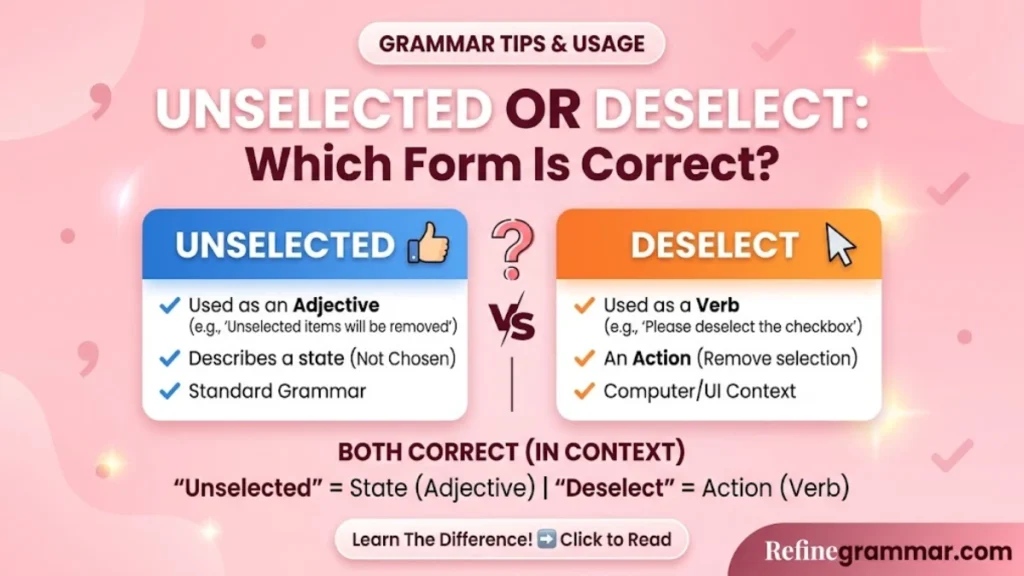 Unselected or Deselect Which Form Is Correct