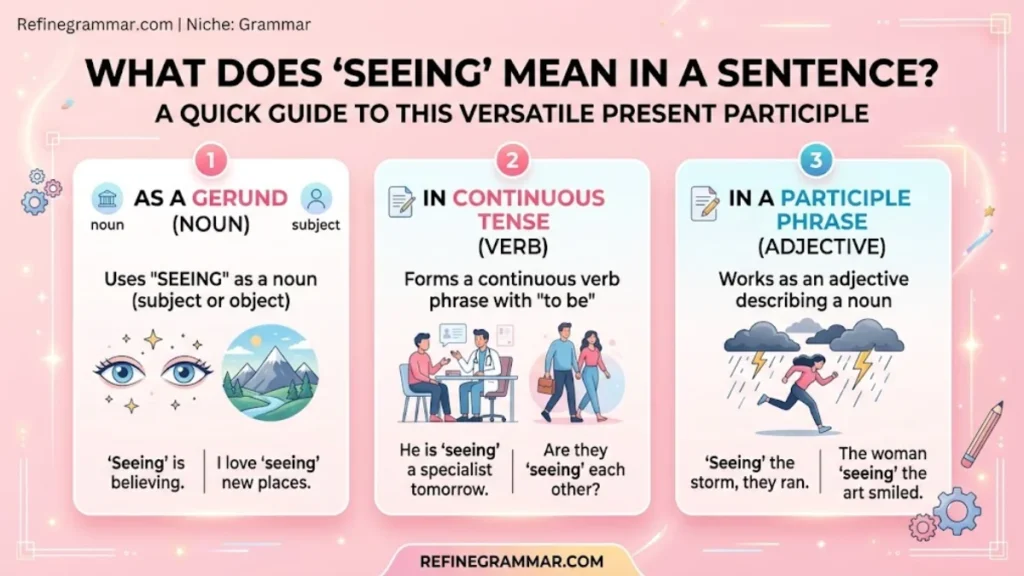 What Does Seeing Mean in a Sentence