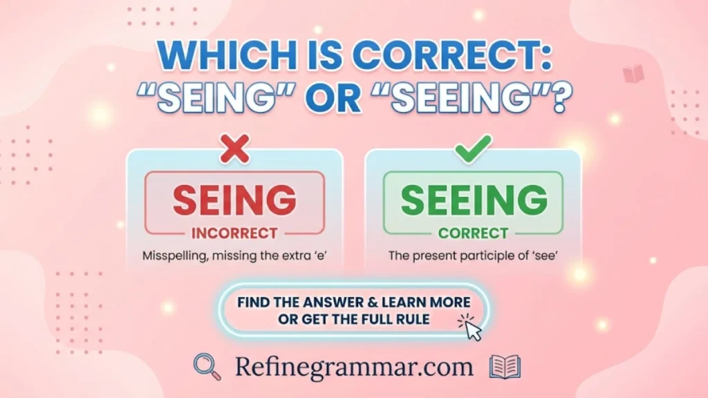 Which Is Correct Seing or Seeing