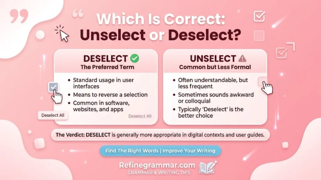 Which Is Correct Unselect or Deselect