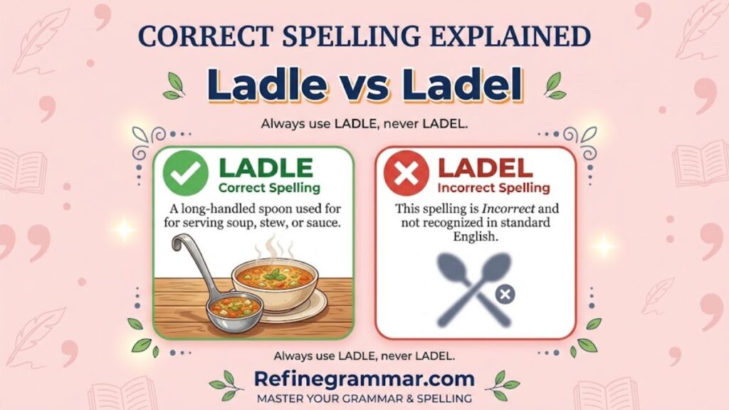 correct spelling explained in depth ladle vs ladel